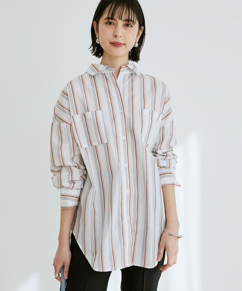 vis-`a-vis(ビサビ)の「【WEB限定】オーバーサイズストライプシャツ(シャツ/ブラウス・レディース・ネイビー/キナリ/ホワイト・M)」の19枚目の写真