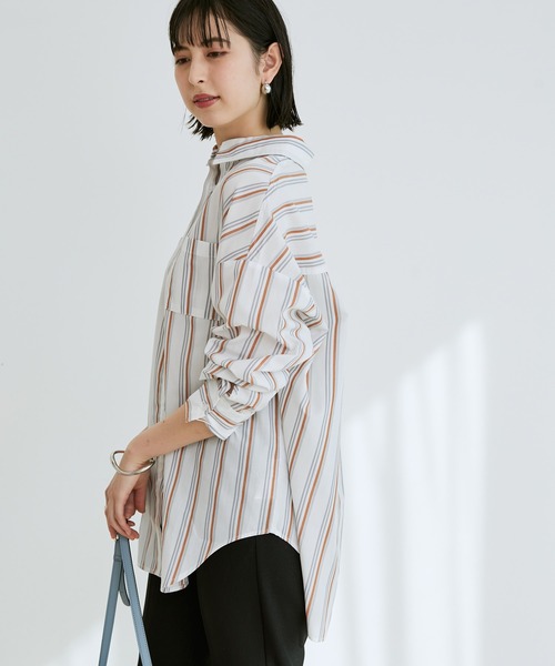 vis-`a-vis(ビサビ)の「【WEB限定】オーバーサイズストライプシャツ(シャツ/ブラウス・レディース・ネイビー/キナリ/ホワイト・M)」の22枚目の写真