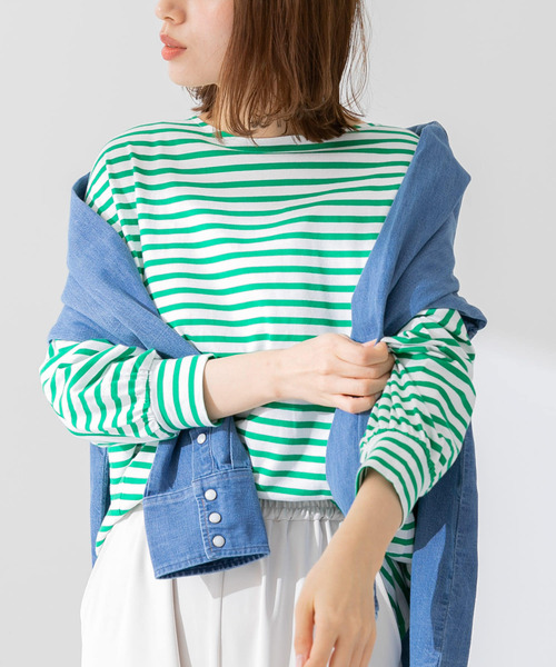 URBAN RESEARCH Sonny Label（アーバンリサーチサニーレーベル）の「ボーダードルマンプルオーバー（Tシャツ/カットソー・レディース・ブラック/ベージュ/ブルー/グリーン・FREE）」の3枚目の写真