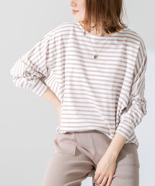 URBAN RESEARCH Sonny Label（アーバンリサーチサニーレーベル）の「ボーダードルマンプルオーバー（Tシャツ/カットソー・レディース・ブラック/ベージュ/ブルー/グリーン・FREE）」の5枚目の写真