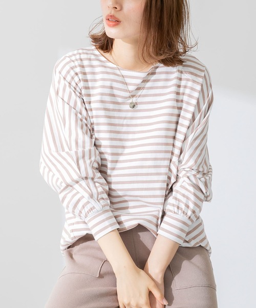 URBAN RESEARCH Sonny Label（アーバンリサーチサニーレーベル）の「ボーダードルマンプルオーバー（Tシャツ/カットソー・レディース・ブラック/ベージュ/ブルー/グリーン・FREE）」の6枚目の写真