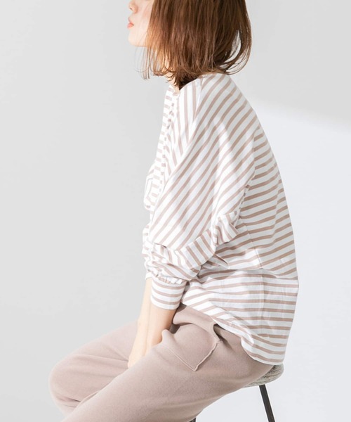 URBAN RESEARCH Sonny Label（アーバンリサーチサニーレーベル）の「ボーダードルマンプルオーバー（Tシャツ/カットソー・レディース・ブラック/ベージュ/ブルー/グリーン・FREE）」の7枚目の写真