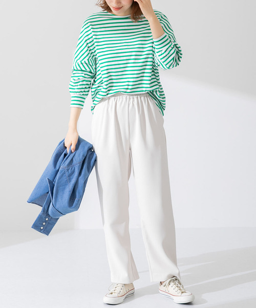 URBAN RESEARCH Sonny Label（アーバンリサーチサニーレーベル）の「ボーダードルマンプルオーバー（Tシャツ/カットソー・レディース・ブラック/ベージュ/ブルー/グリーン・FREE）」の13枚目の写真