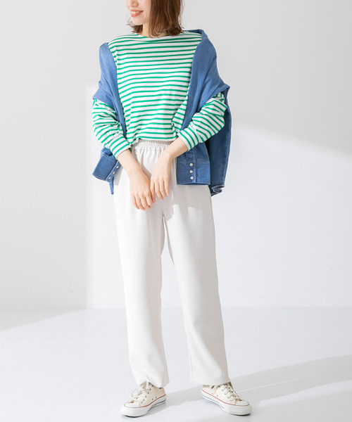 URBAN RESEARCH Sonny Label（アーバンリサーチサニーレーベル）の「ボーダードルマンプルオーバー（Tシャツ/カットソー・レディース・ブラック/ベージュ/ブルー/グリーン・FREE）」の14枚目の写真