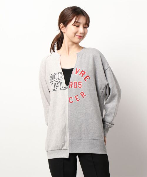 AMERICAN HOLIC（アメリカンホリック）の「切り替えVネックロゴ裏毛プルオーバー（スウェット・レディース・マルチ/ホワイト系その他・FREE）」の3枚目の写真