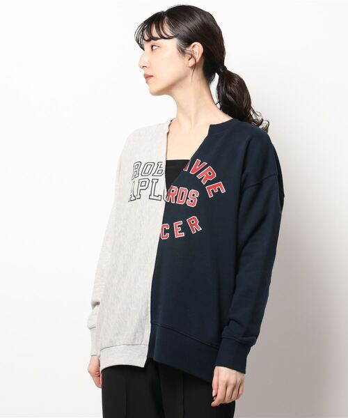 AMERICAN HOLIC（アメリカンホリック）の「切り替えVネックロゴ裏毛プルオーバー（スウェット・レディース・マルチ/ホワイト系その他・FREE）」の4枚目の写真