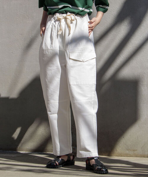 GLOSTER（グロスター）の「【GLOSTER/グロスター】ミリタリーリップストップ バルーンイージーパンツ（カーゴパンツ・メンズ・ホワイト/ブラック/オリーブ・MEDIUM/LARGE）」の2枚目の写真