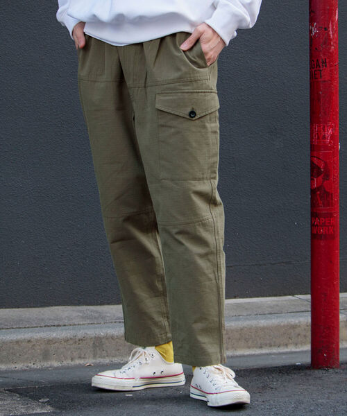 GLOSTER（グロスター）の「【GLOSTER/グロスター】ミリタリーリップストップ バルーンイージーパンツ（カーゴパンツ・メンズ・ホワイト/ブラック/オリーブ・MEDIUM/LARGE）」の3枚目の写真