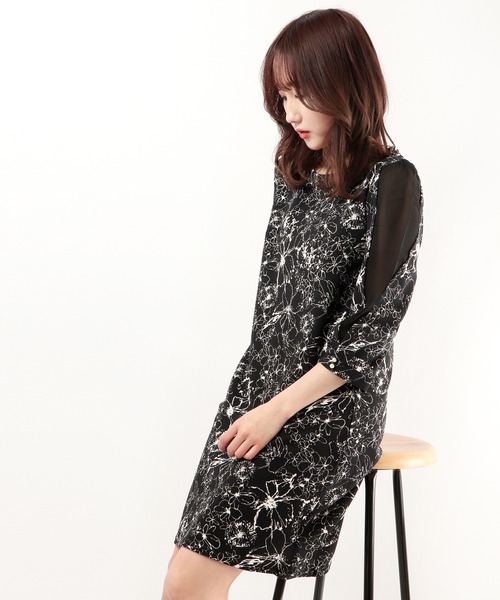 ひざ丈ワンピース テイラード ダイヤジャガードボートネックワンピース ...