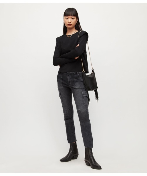 ALLSAINTS(オールセインツ)の「DURAN MID-RISE SKINNY CARGO JEANS | DURAN ミッドライズ スキニー カーゴ ジーンズ(デニムパンツ・レディース・ブラック・25/26/27/24)」の5枚目の写真