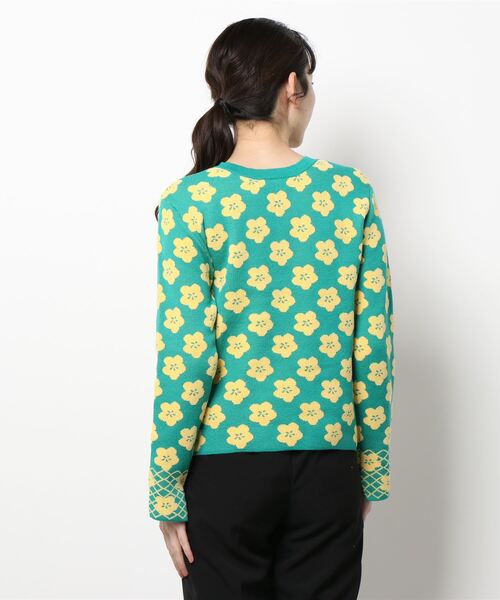 moyan ecri（モヤン エクリ）の「<moyan ecri>ヘンリーネック袖スリット花柄プルオーバー【SAKURA SERIES】（ニット/セーター・レディース・グリーン/アクア・FREE）」の3枚目の写真