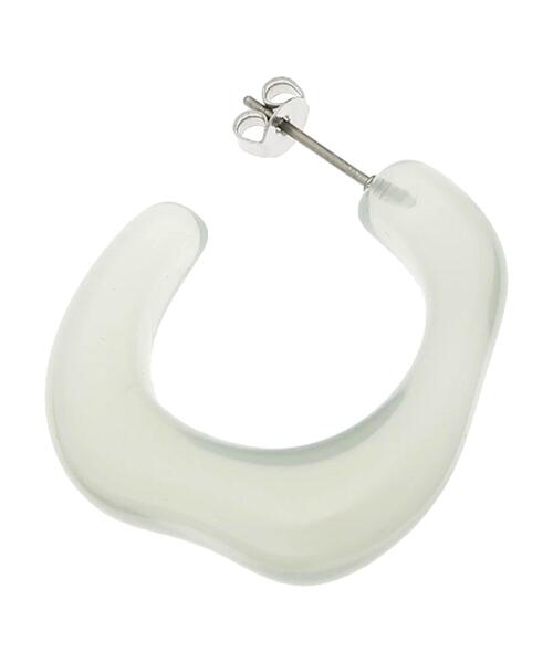 CRAFT STANDARD BOUTIQUE（クラフトスタンダードブティック）の「マーブルニュアンスフープピアス　＊（ピアス（両耳用）・レディース・ホワイト/グレー・FREE）」の5枚目の写真