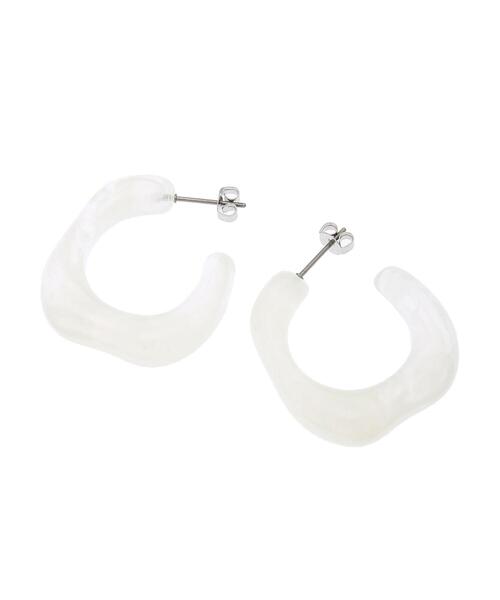 CRAFT STANDARD BOUTIQUE（クラフトスタンダードブティック）の「マーブルニュアンスフープピアス　＊（ピアス（両耳用）・レディース・ホワイト/グレー・FREE）」の7枚目の写真