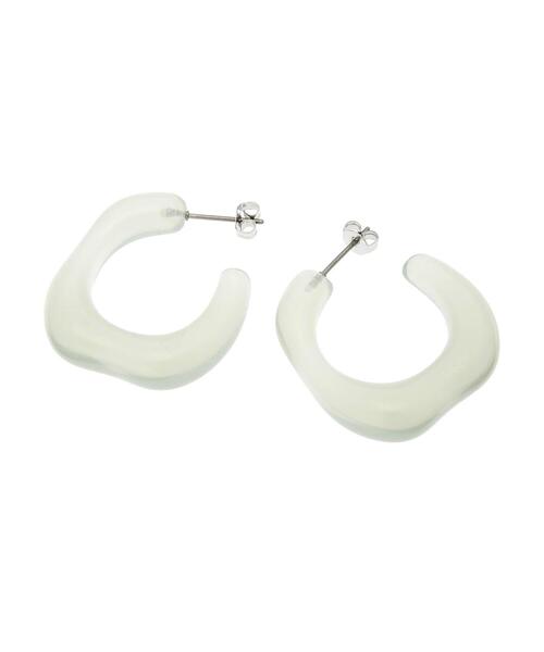 CRAFT STANDARD BOUTIQUE（クラフトスタンダードブティック）の「マーブルニュアンスフープピアス　＊（ピアス（両耳用）・レディース・ホワイト/グレー・FREE）」の8枚目の写真