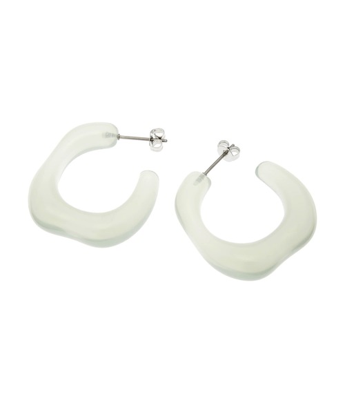 CRAFT STANDARD BOUTIQUE（クラフトスタンダードブティック）の「マーブルニュアンスフープピアス　＊（ピアス（両耳用）・レディース・ホワイト/グレー・FREE）」の2枚目の写真