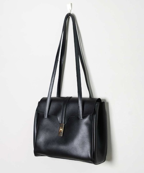 shopnikoniko(ショップニコニコ)の「合成皮革スクエアトートバッグ(トートバッグ・レディース・ブラック/ブラウン・フリー)」の4枚目の写真