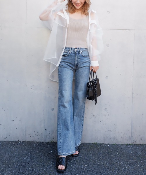 SPIRALGIRL（スパイラルガール）の「オーガンジーオーバーシャツ（シャツ/ブラウス・レディース・ブラック/オフホワイト/ブルー・FREE）」の14枚目の写真