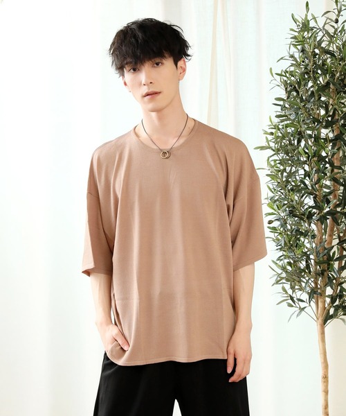 TopIsm(トップイズム)の「ワイドシルエット 接触冷感クルーネックサマーニット(ニット/セーター・メンズ・ライトグレー/ライトブルー/ブラック/ベージュ/アイボリー/ライトピンク・M/L)」の5枚目の写真