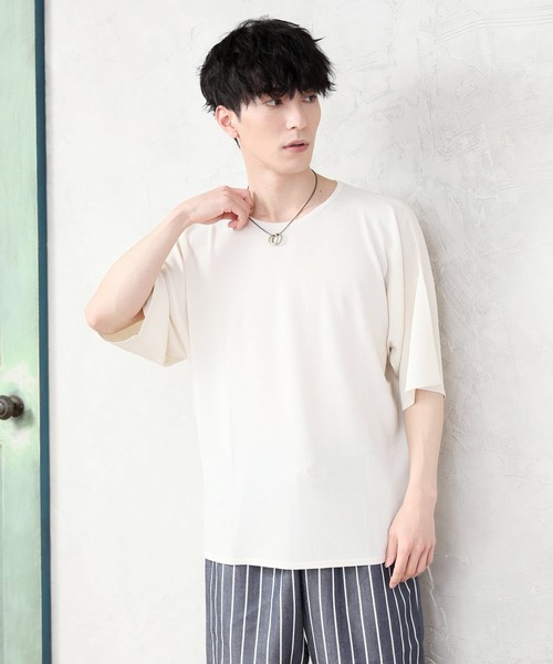 TopIsm(トップイズム)の「ワイドシルエット 接触冷感クルーネックサマーニット(ニット/セーター・メンズ・ライトグレー/ライトブルー/ブラック/ベージュ/アイボリー/ライトピンク・M/L)」の2枚目の写真