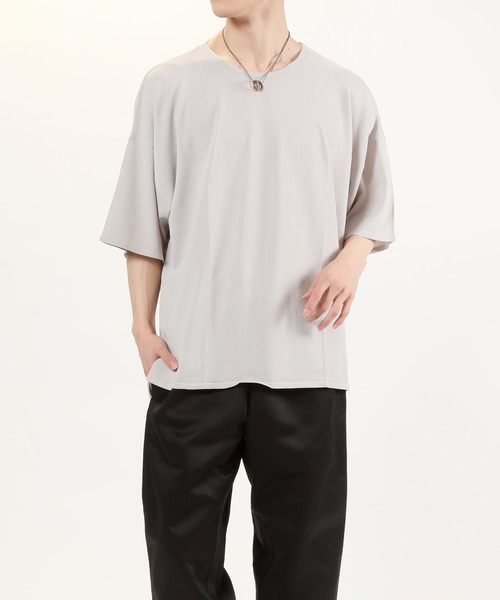 TopIsm(トップイズム)の「ワイドシルエット 接触冷感クルーネックサマーニット(ニット/セーター・メンズ・ライトグレー/ライトブルー/ブラック/ベージュ/アイボリー/ライトピンク・M/L)」の14枚目の写真