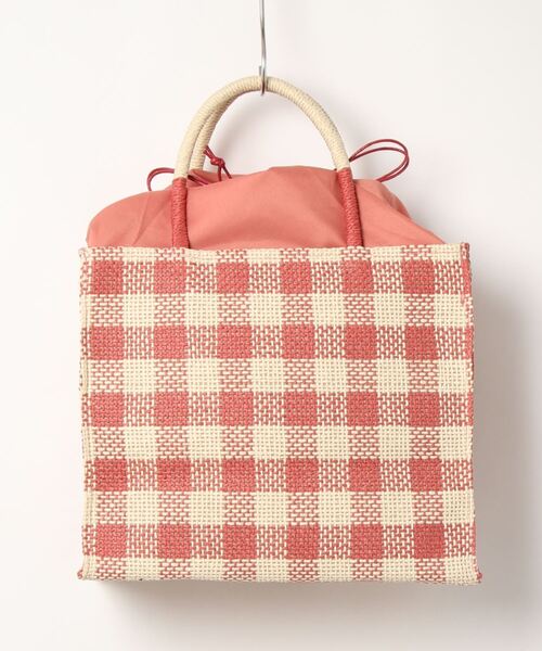 omom sot（オムオムソット）の「ギンガム トートバッグ omom sot（トートバッグ・レディース・ブラック/レッド・F）」の16枚目の写真
