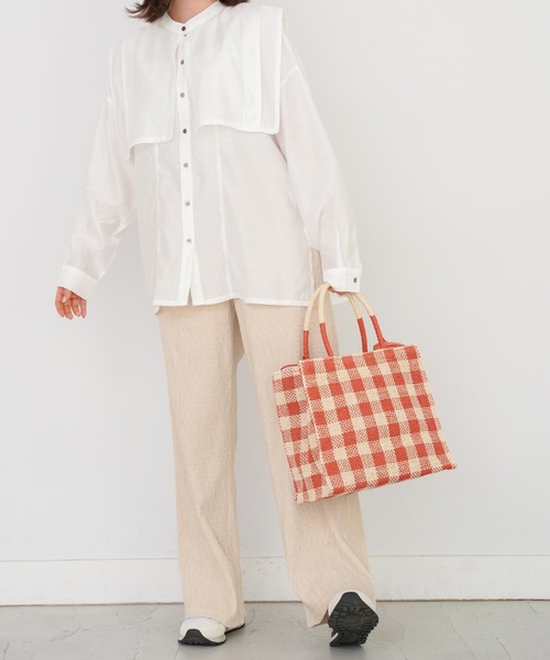 omom sot（オムオムソット）の「ギンガム トートバッグ omom sot（トートバッグ・レディース・ブラック/レッド・F）」の3枚目の写真