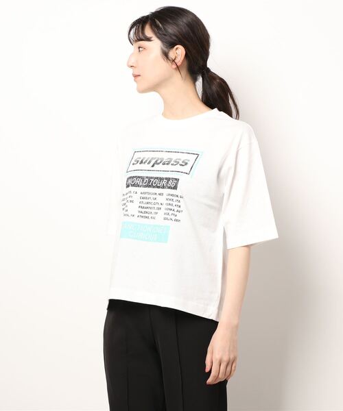 Samansa Mos2 blue(サマンサモスモスブルー)の「ロックTシャツ(Tシャツ/カットソー・レディース・オフホワイト/チャコール/キナリ・フリ-)」の14枚目の写真