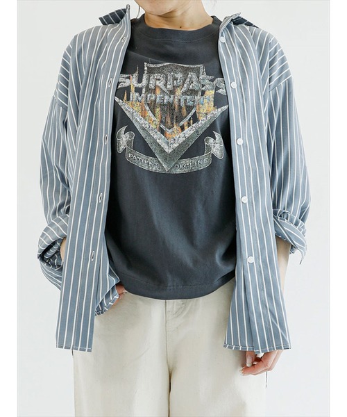 Samansa Mos2 blue(サマンサモスモスブルー)の「ロックTシャツ(Tシャツ/カットソー・レディース・オフホワイト/チャコール/キナリ・フリ-)」の9枚目の写真