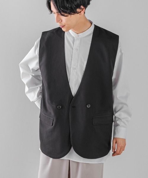 improves(インプローブス)の「ラグジュアリーメロウ ノーカラーベスト(ベスト・メンズ・グリーン/ライトグレー/ブラウン/ブラック/ブルーグレー/ベージュ・LARGE/MEDIUM)」の7枚目の写真