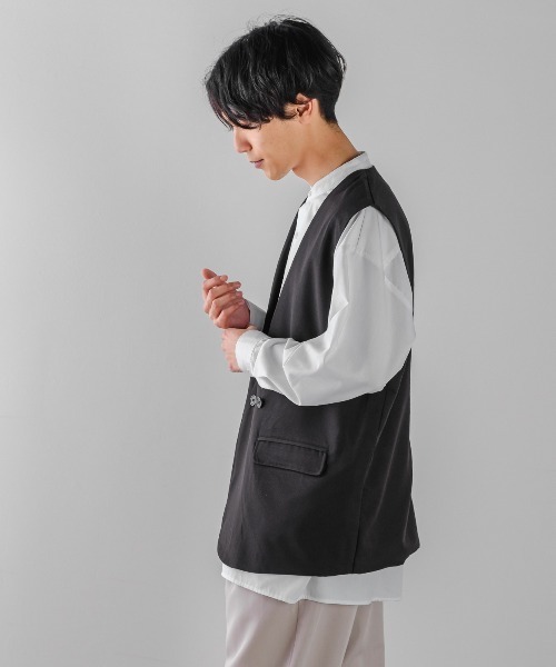 improves(インプローブス)の「ラグジュアリーメロウ ノーカラーベスト(ベスト・メンズ・グリーン/ライトグレー/ブラウン/ブラック/ブルーグレー/ベージュ・LARGE/MEDIUM)」の8枚目の写真