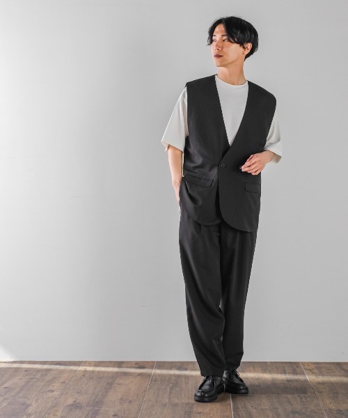 improves(インプローブス)の「ラグジュアリーメロウ ノーカラーベスト(ベスト・メンズ・グリーン/ライトグレー/ブラウン/ブラック/ブルーグレー/ベージュ・LARGE/MEDIUM)」の11枚目の写真