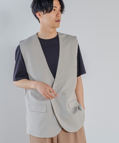 improves(インプローブス)の「ラグジュアリーメロウ ノーカラーベスト(ベスト・メンズ・グリーン/ライトグレー/ブラウン/ブラック/ブルーグレー/ベージュ・LARGE/MEDIUM)」の12枚目の写真