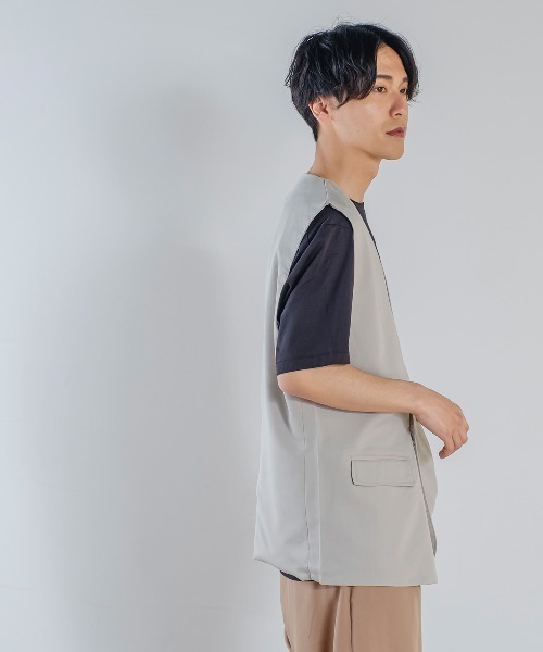 improves(インプローブス)の「ラグジュアリーメロウ ノーカラーベスト(ベスト・メンズ・グリーン/ライトグレー/ブラウン/ブラック/ブルーグレー/ベージュ・LARGE/MEDIUM)」の13枚目の写真