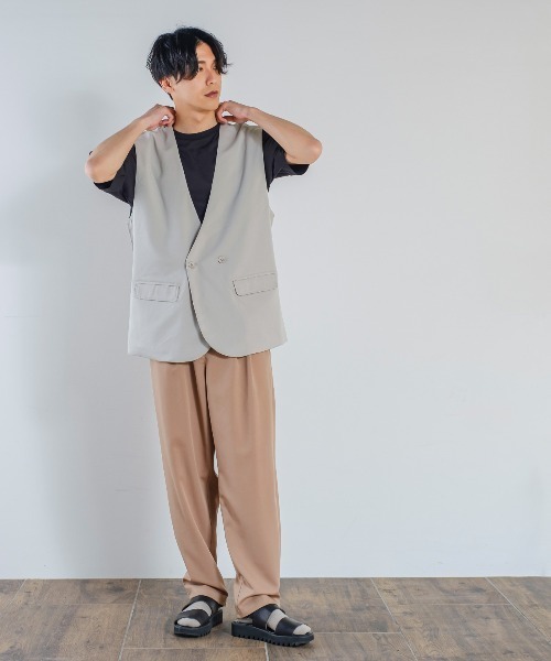 improves(インプローブス)の「ラグジュアリーメロウ ノーカラーベスト(ベスト・メンズ・グリーン/ライトグレー/ブラウン/ブラック/ブルーグレー/ベージュ・LARGE/MEDIUM)」の15枚目の写真