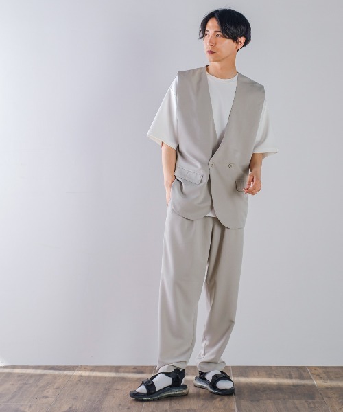 improves(インプローブス)の「ラグジュアリーメロウ ノーカラーベスト(ベスト・メンズ・グリーン/ライトグレー/ブラウン/ブラック/ブルーグレー/ベージュ・LARGE/MEDIUM)」の16枚目の写真