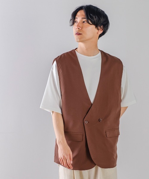 improves(インプローブス)の「ラグジュアリーメロウ ノーカラーベスト(ベスト・メンズ・グリーン/ライトグレー/ブラウン/ブラック/ブルーグレー/ベージュ・LARGE/MEDIUM)」の21枚目の写真