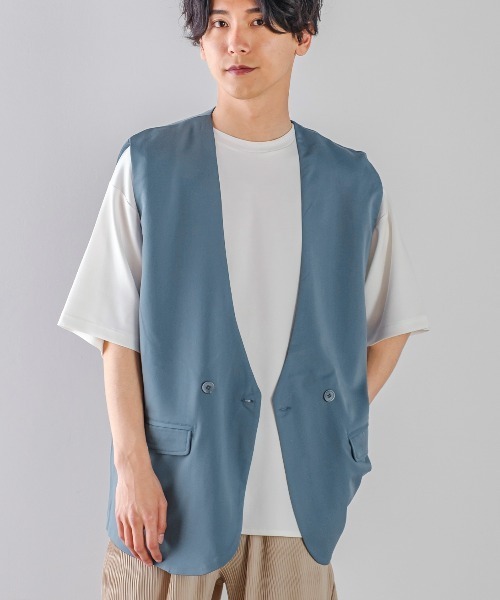 improves(インプローブス)の「ラグジュアリーメロウ ノーカラーベスト(ベスト・メンズ・グリーン/ライトグレー/ブラウン/ブラック/ブルーグレー/ベージュ・LARGE/MEDIUM)」の17枚目の写真