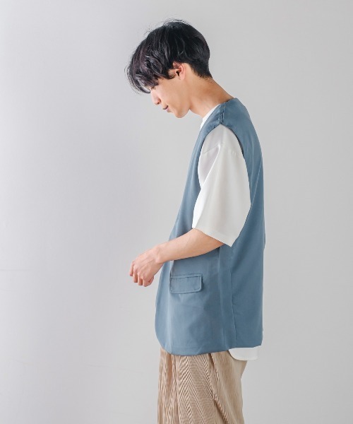 improves(インプローブス)の「ラグジュアリーメロウ ノーカラーベスト(ベスト・メンズ・グリーン/ライトグレー/ブラウン/ブラック/ブルーグレー/ベージュ・LARGE/MEDIUM)」の18枚目の写真