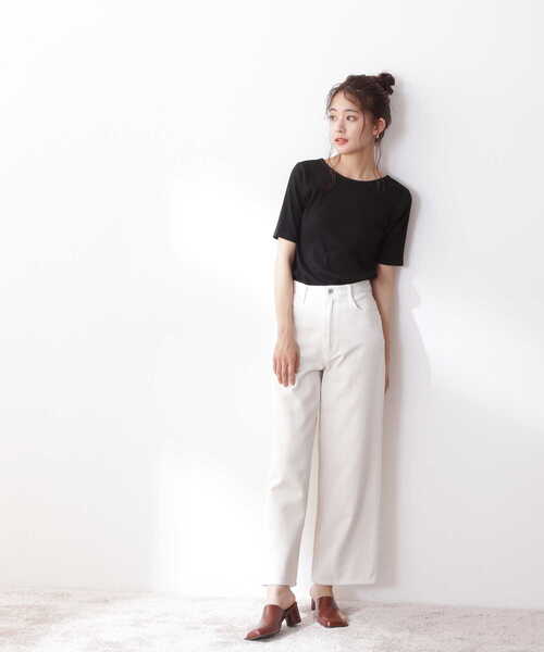 N.（N. Natural Beauty Basic）（エヌエヌナチュラルビューティーベーシック）の「三角テレコベーシックTシャツ（Tシャツ/カットソー・レディース・ブラック/ホワイト/ベージュ・MEDIUM）」の22枚目の写真