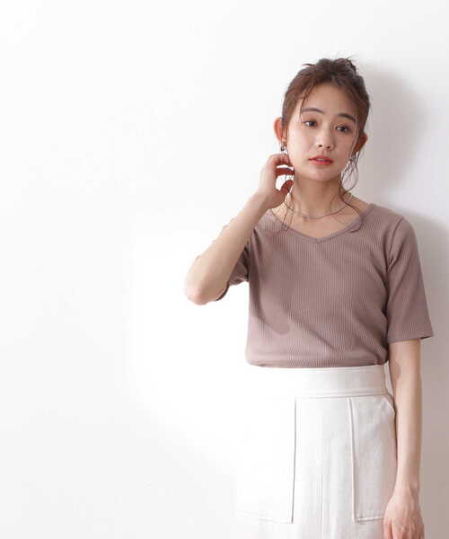 N.（N. Natural Beauty Basic）（エヌエヌナチュラルビューティーベーシック）の「三角テレコベーシックTシャツ（Tシャツ/カットソー・レディース・ブラック/ホワイト/ベージュ・MEDIUM）」の8枚目の写真