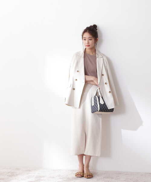 N.（N. Natural Beauty Basic）（エヌエヌナチュラルビューティーベーシック）の「三角テレコベーシックTシャツ（Tシャツ/カットソー・レディース・ブラック/ホワイト/ベージュ・MEDIUM）」の6枚目の写真