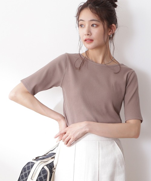 N.（N. Natural Beauty Basic）（エヌエヌナチュラルビューティーベーシック）の「三角テレコベーシックTシャツ（Tシャツ/カットソー・レディース・ブラック/ホワイト/ベージュ・MEDIUM）」の3枚目の写真