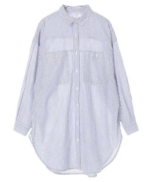 AMERICAN HOLIC（アメリカンホリック）の「Wポケットシャツチュニック（シャツ/ブラウス・レディース・ストライプ/サックスブルー/オフホワイト/ネイビー・L/M）」の10枚目の写真