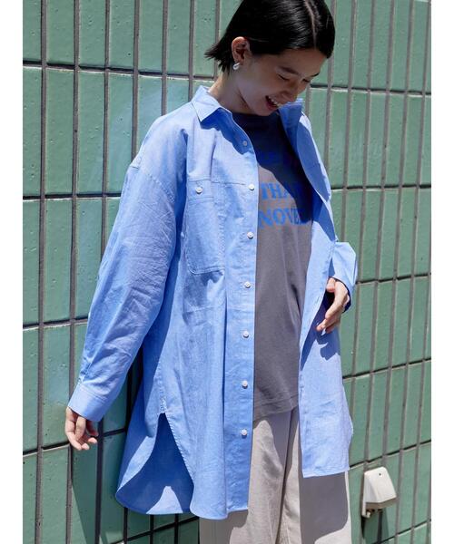 AMERICAN HOLIC（アメリカンホリック）の「Wポケットシャツチュニック（シャツ/ブラウス・レディース・ストライプ/サックスブルー/オフホワイト/ネイビー・L/M）」の16枚目の写真