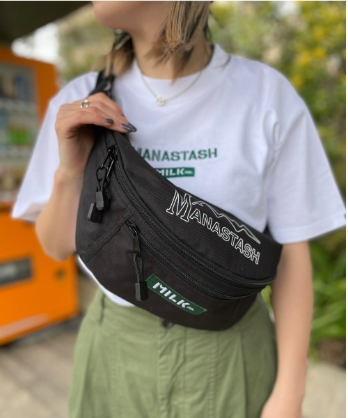 MILKFED.(ミルクフェド)の「MILKFED. × MANASTASH /ミルクフェド×マナスタッシュ TOP LOGO FANNY PACK トップロゴファニーパック ウエストバッグ(ボディバッグ/ウエストポーチ・レディース・ブラック・FREE)」の8枚目の写真