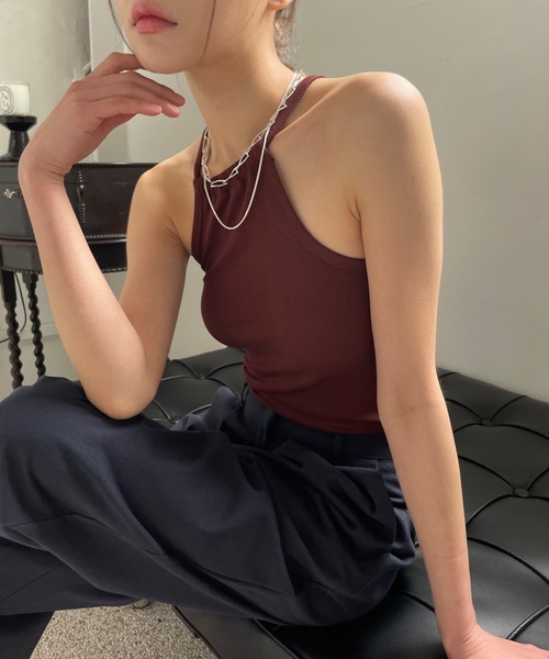 Didot.showroom(ディドット ショールーム)の「2WAYアメスリホルターキャミソール(キャミソール・レディース・ブラウン/サンドベージュ/チャコールグレー/アイボリー/ブラック・FREE)」の4枚目の写真