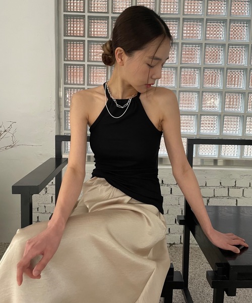 Didot.showroom(ディドット ショールーム)の「2WAYアメスリホルターキャミソール(キャミソール・レディース・ブラウン/サンドベージュ/チャコールグレー/アイボリー/ブラック・FREE)」の22枚目の写真