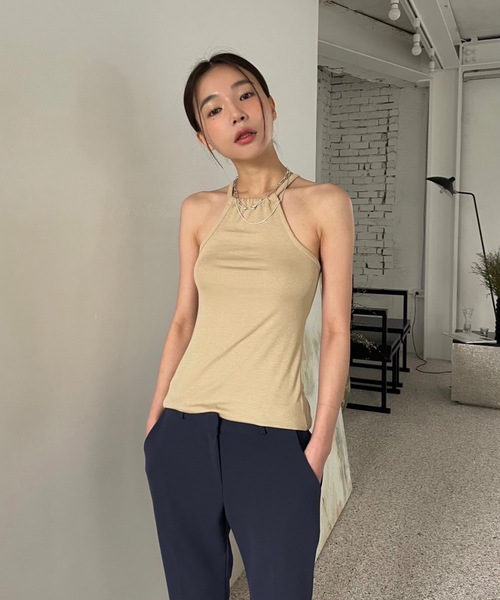 Didot.showroom(ディドット ショールーム)の「2WAYアメスリホルターキャミソール(キャミソール・レディース・ブラウン/サンドベージュ/チャコールグレー/アイボリー/ブラック・FREE)」の19枚目の写真