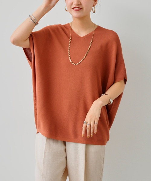 Chez toi（シェトワ）の「バックコクーンフレンチスリーブプルオーバー（ニット/セーター・レディース・ブラック/オフホワイト/ライム/オレンジ・FREE）」の4枚目の写真