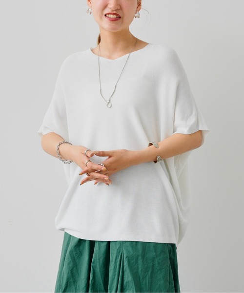 Chez toi（シェトワ）の「バックコクーンフレンチスリーブプルオーバー（ニット/セーター・レディース・ブラック/オフホワイト/ライム/オレンジ・FREE）」の8枚目の写真